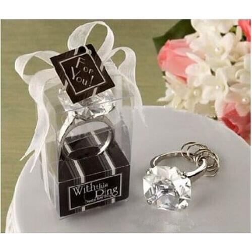 10PCS/LOT Round-Shape Diamond Ring Key Chain Key Ring Key Accessorie Wedding Gift