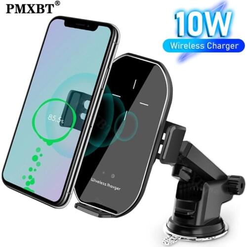 10W Qi Car Wireless Charger Fast Charging Air Vent Mount Holder For iPhone 12 11 Phone Automatic Clamping Wireless Charger Stand