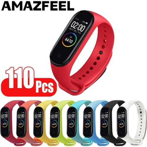110Pcs/Pack Mi band 4 Strap Bracelet For Xiaomi Mi Band 4 Smart Strap Silicone Mi band 3 Wrist Strap Miband 4 3 Accessories Band