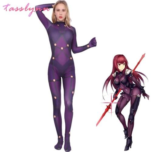 2020 Hot Games Fate/Grand Order Costume BBA Lancer Cosplay Bodysuit Spandex Zentai Anime Cosplay Halloween Costume for Women