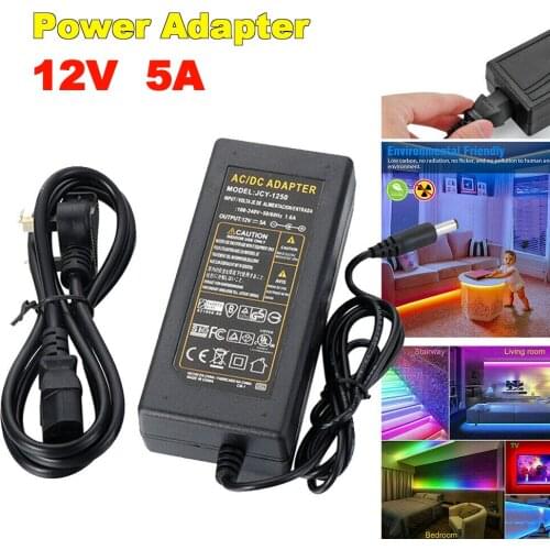 ROLKETU AC DC 12V 5A Power Supply Adapter Charger Transformer AC 220V to DC 12 Volts 12 V LED For 5050 LED Strip Light CCTV DVR
