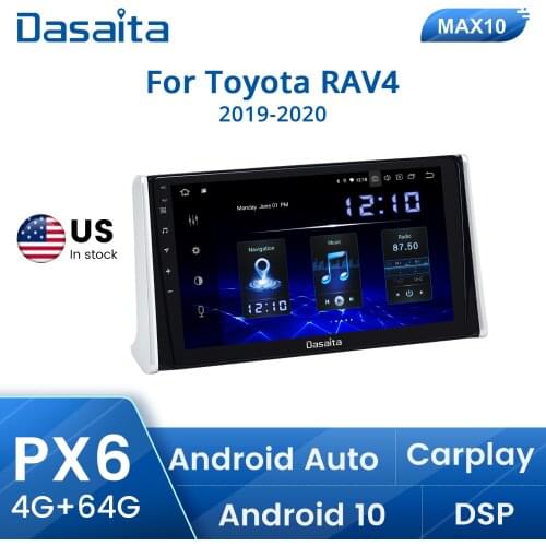 Dasaita 10.2" HD screen 1 din Android 10.0 Car Radio for Toyota RAV4 GPS 2018 2019 Navigation TDA7850 Bluetooth MAX10