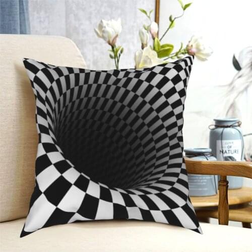 Black And White Optical Illusion Pillowcase Soft Polyester Cushion Cover Decor Checkerboard Pillow Case Cover Home 40*40cm