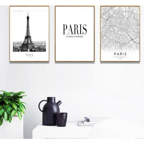 Black White Custom World City Map Paris London New York Posters Nordic Living Room Wall Art Pictures Home Decor Canvas Paintings