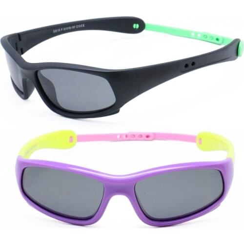 S8110P kid polarized UV400 lens momery TR90 bendable with foldable skipping clip on glasses band sporting sunglasses