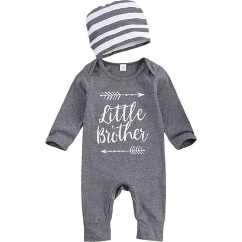 Baby Boy Long sleeve Jumpsuit Letter Print Rompers Hat One Piece Baby Clothing Body Suit