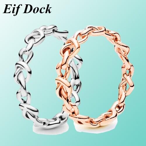 Eif Dock New Vintage Silver Color Women Rings Knotted Heart Rings for Women Engagement Anniversary Jewelry