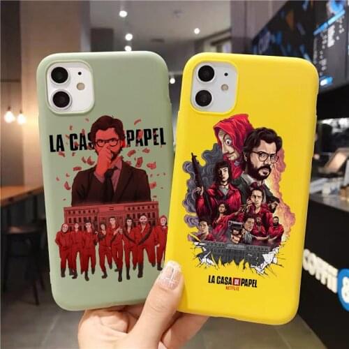 Spain TV Money Heist House Paper Candy yellow TPU soft phone case for iPhone 12pro 11Pro Max 12MINI XS MAX XR 7 6S 8 Plus Cover