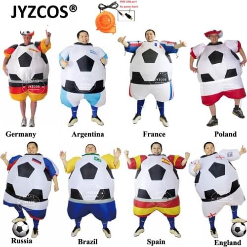 JYZCOS World Cup Russia Football Player Inflatable Costume Ball Suit Halloween Costume Adults Soccer Costume Fancy Dress