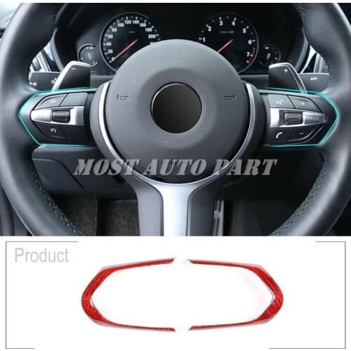 Red Carbon Fiber Steering Wheel Decoration Frame Cover For BMW 1 2 3 4 5 6 Series F20 F22 F30 F32 F10 F06 X5 F15 X6 F16 M-Sport