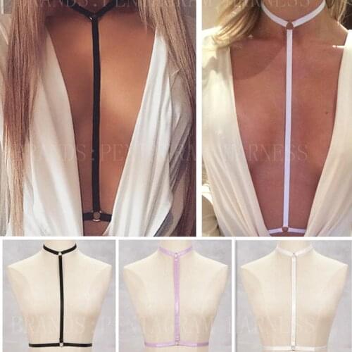 Hot Womens Neck Harness Black Cage bra Elastic Lingerie bondage Body belts Sexy Crop Top strappy Bralette BDSM Fetish Exotic bra