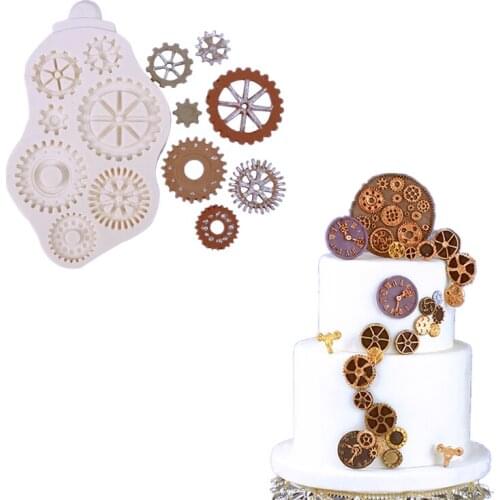 Mechanical gear resin molds Baking tools for cake decoration accessories DIY chocolate fondant mold clay tools KLM