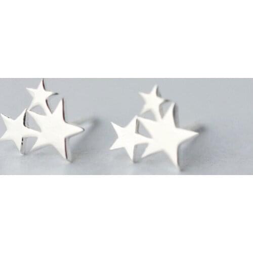 MloveAcc 925 Sterling Silver Women Jewelry Fashion Cute Tiny 3 Star Stud Earrings Gift for School Girls Kids Lady
