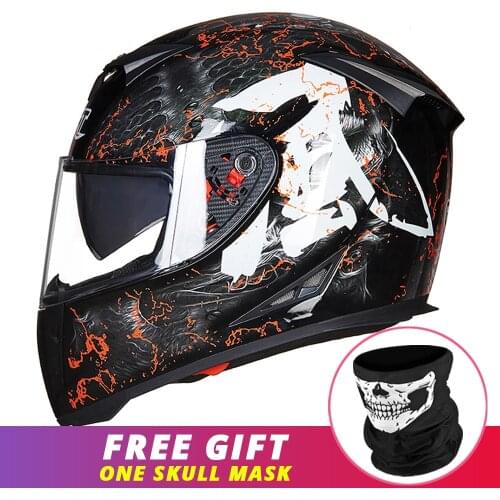Matte Black Motorcycle Helmet Men Crash Helmets Dual Lens Anti-fog Moto Motorbike Full Face Helmet Motocross Racing Helmet