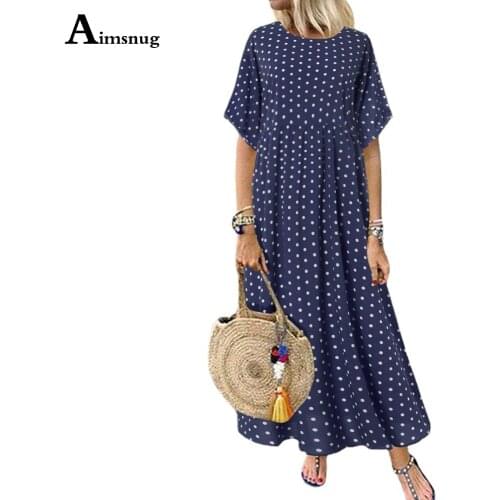 Latest 2021 Summer Women Sexy O-neck Long Maxi Dress Elegant Patchwork Dot Dresses Navy Yellow Plus size 4xl Female Loose Dress