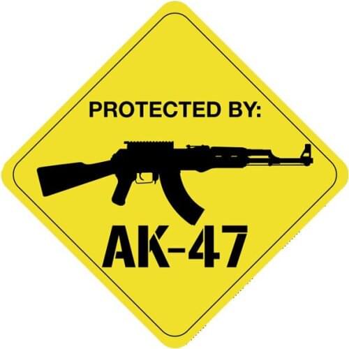 New Protected By AK47 Gun Car Stickers Bumper Rear Windshield Suvs High-quality Decal Auto Exterior Decoration PVC14*14cm