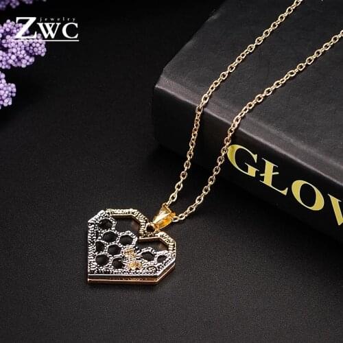 ZWC Fashion Charm Creative Honeycomb Accessories Pendant Necklace for Women Girl Party Personality Cute Hollow Necklaces Jewelry