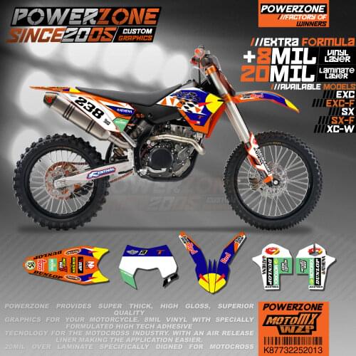 PowerZone Custom Team Graphics Backgrounds Decals 3M Stickers Kit For KTM SX SXF MX EXC XCW Enduro 125cc to 500cc 2007-2011 013