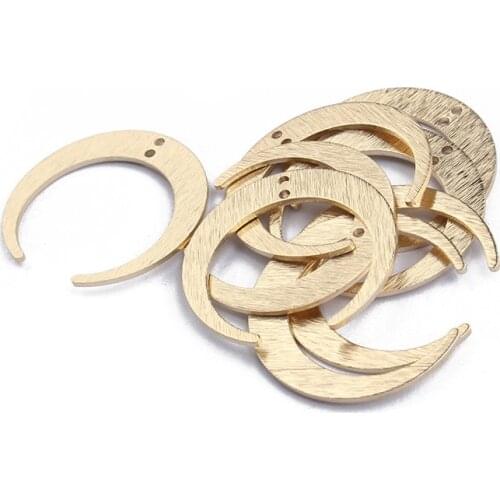 10pcs Brass Textured Moon Crescent Charms Connector For Earrings Necklace Jewelry Making Accessories 28x27mm