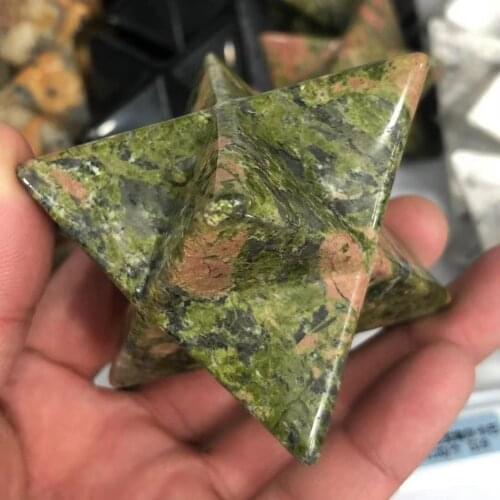 Natural Flower Green Crystal Melkaba Arcade Crystal Stone Melkaba Star Energy Mineral Jewelry Healing Decoration