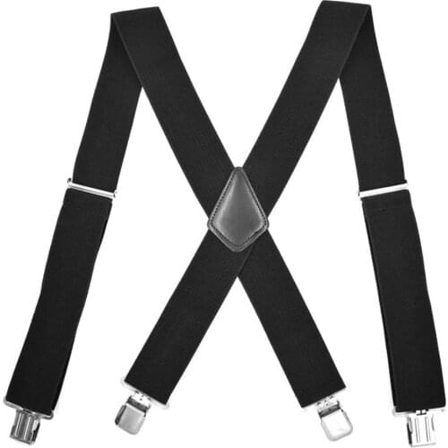Adjustable Black Suspenders Trousers Men Classic Pants Strap X Back 120CM Casual Retro Trouser Braces 4 Clips Elastic Belt 2020