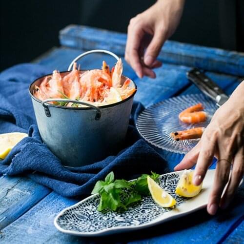 Retro portable round barrel iron storage basket round storage basket desktop trash can kitchen seafood storage bucket