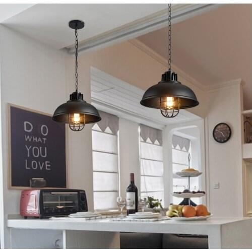 Retro Vintage Indoor Pendant Light Fixture American Loft Black Chain Hanging Lamp Bar Restaurant Kitchen Lighting Wrought Iron