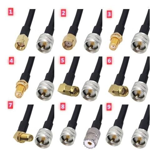 RG58 UHF PL259 Male Plug to SMA /RPSMA Female & Male Connector RF Coaxial Jumper Pigtail Cable For Radio Antenna
