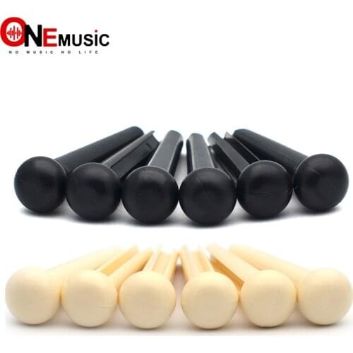 60pcs Acoustic Guitar Slotted Bridge Pin Classical Style ABS Plastic Guitar Parts Accessories Ivory Black