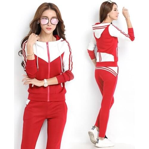Two Piece Set Tracksuit Women Top+Pant Suits Hoodie Zipper Sweatshirt With Pockets Femme Suit Sets Sportswear Tennis Plus Size