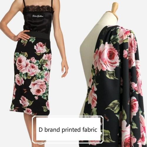 Korean satin printed polyester fabric cloth 147 cm width fashion womens shirt dress childrens clothing handmade DIY fabric