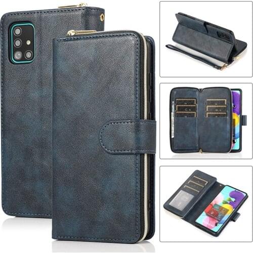 Zipper 9 Cards Wallet Case For Samsung S21 Note 20 Ultra 10 + S20 S10 S9 S8 Plus S10 Lite A51 A71 A41 Flip PU Leather Phone Case