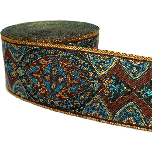ZERZEEMOOY 2" 5CM 10 YARD Woven Jacquard Ribbon Trims Geometric Totem Pattern For Curtain And Clothing Accessory MZZD19032803