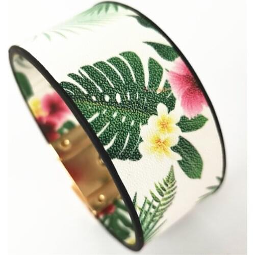Green Leaf Summer Beach Jewelry Leather Design Trendy Women Bracelets Fashion Girl Flower Bangle Female Pineapple Fruit Jewelry