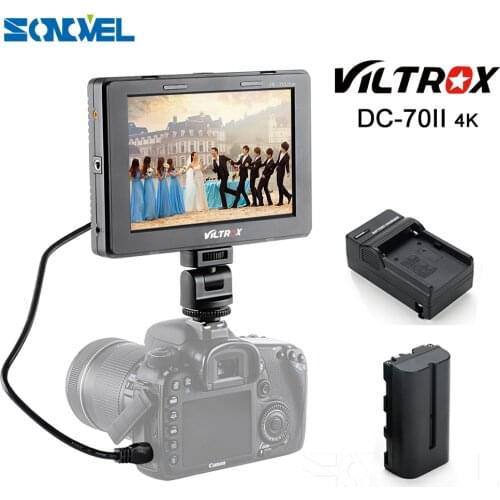 Viltrox 7'' LCD Monitor DC-70II Clip-on Color TFT HD Display 4K HDMI AV Input 1240x600 Resolution battery for DSLR Camera Video