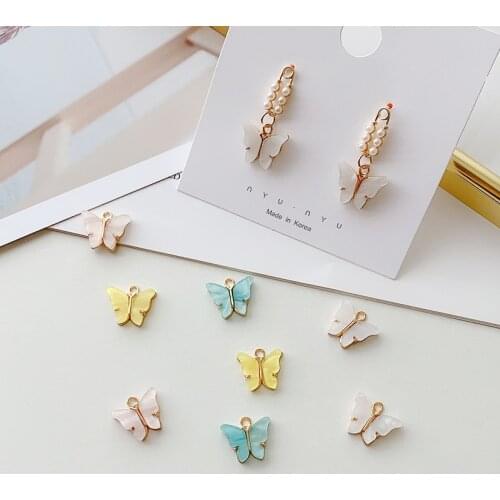 10pcs/pack Arcylic Butterfly Charms Earring Charms Barcelet DIY Fashion Handmade Jewelry Accessories 14x11mm