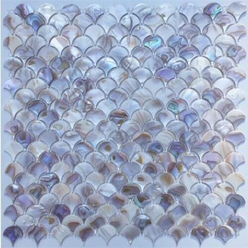 25mm Natural Colorful Sector Shell Mosaic Tile kitchen backsplash wallpaper bathroom background shower decorative wall tiles