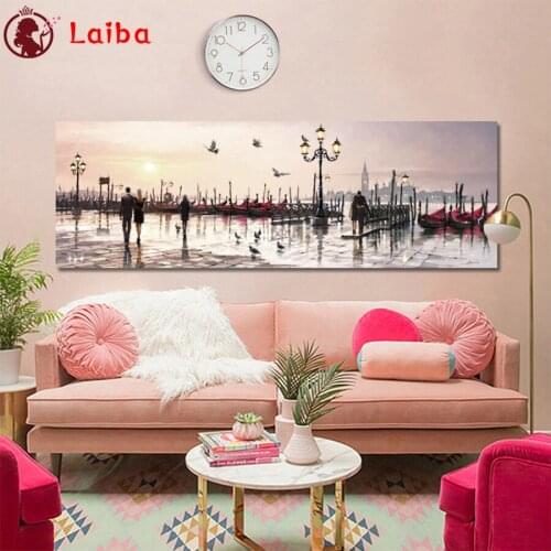 5D DIY Diamond Painting Abstract art, sunset city lovers landscape Hot selling home art cross stitch full squareround diamond