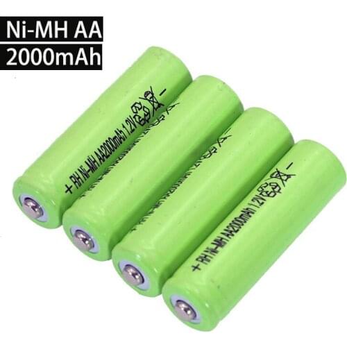 1.2V AA Ni-MH Battery 2000mAh 1.2v Rechargeable Battery High Capacity Camera/Microphone/Mouse /toys batteries wholesale