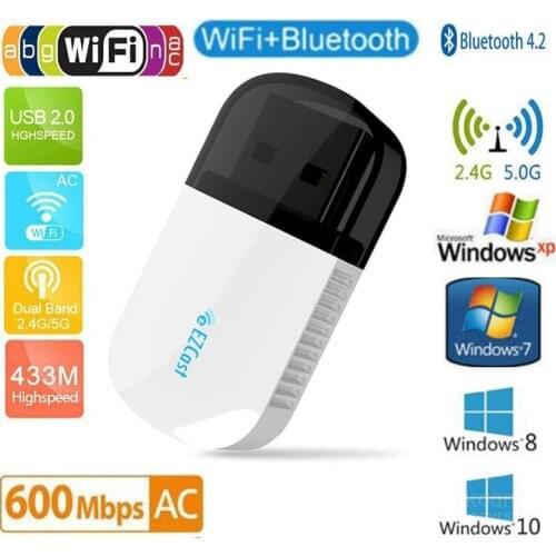 Wireless Bluetooth 4.2 USB WIFI Adapter 5Ghz Dual Band 600Mbps Ethernet USB Lan Wifi Dongle Receiver Wi-fi AC PC Network Card