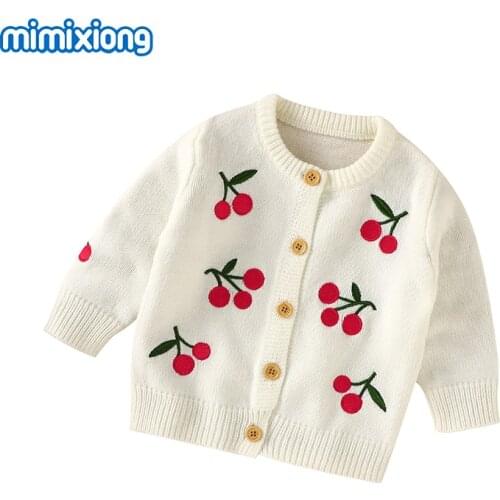 Baby Sweaters Cardigans Fashion Cherry Newborn Bebes Boys Girls Knitted Jackets & Coats Long Sleeves Knitwear Childrens Clothes