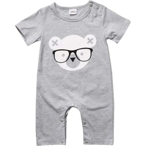 0-24M Newborn Baby Boy Girl Clothes Kid short sleeve Romper Cute bear cartoon print Jumpsuit Outfit Infantil Clothing
