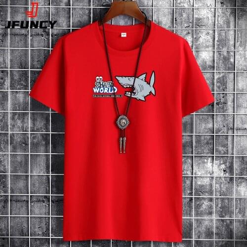 JFUNCY S-6XL Oversize Mens Cotton Tee Shirts Summer Men Casual T-shirt 2021 Fashion New Tshirt Short Sleeve Man Loose Tops