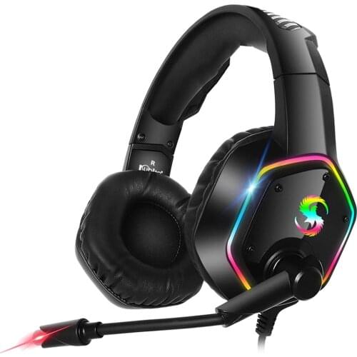 Premium LED Gaming Headphones Wired Earphones RGB Light Noise Cancelling with Mic
