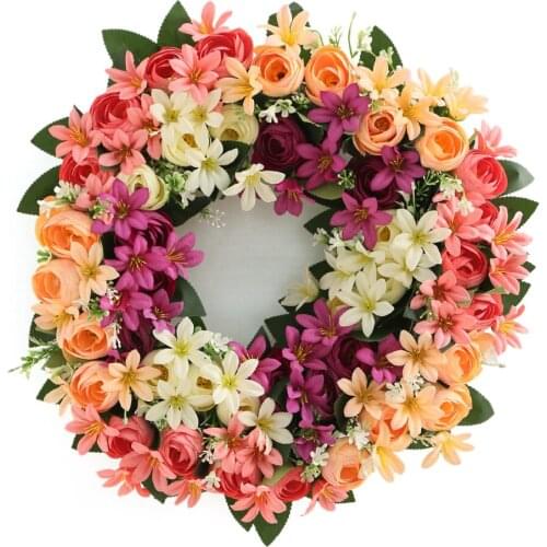 Simulation Rose Flowers Wreaths High Quality Durable Wall Home Decoration Garland Hanging Ornaments Wreaches For Festival