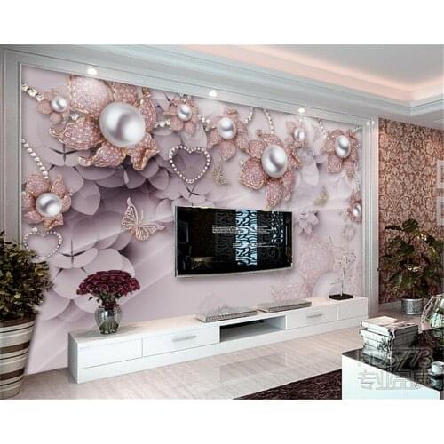 Beibehang Exquisite jewelry flowers soft equipment TV backdrop 3D wallpaper home living room bedroom wallpaper for walls 3 d