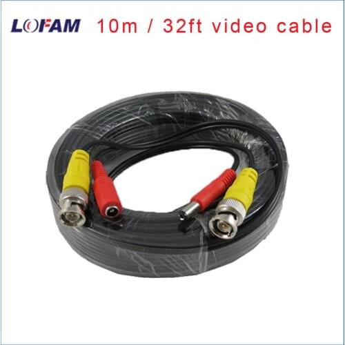 LOFAM 10M BNC Cable Video Output 32ft CCTV Cable BNC DC Plug video Cable for Camera System DVR Kit CCTV accessories 10 meters