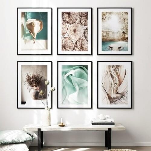 Small Fresh Summer Sun Girl Pool Cave Landscape Canvas Painting Nordic Poster Print Wall Art Picture Modern Living Room Decor