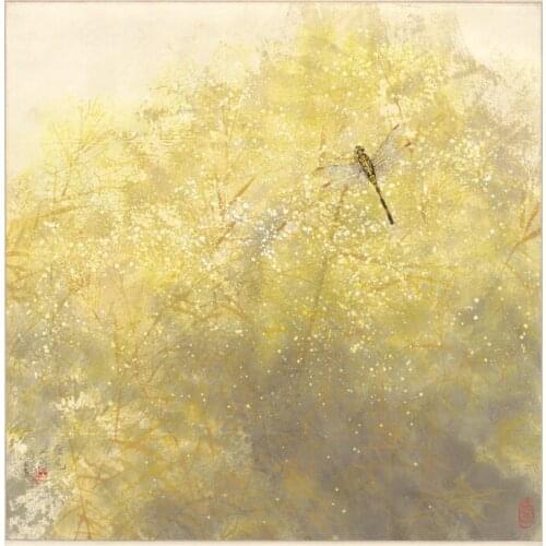 Chinese impression dragonfly scenery oil painting canvas printings printed on canvas wall art decoration picture