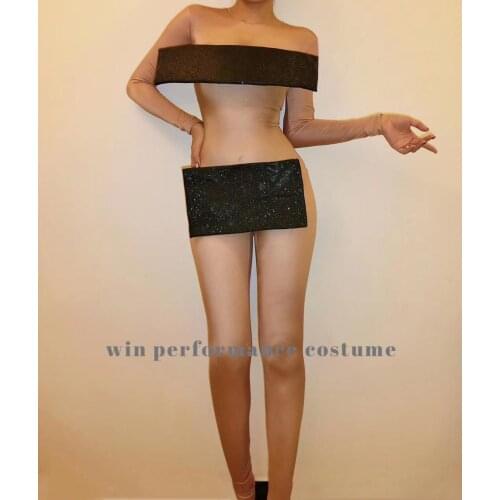 Modern Dance Women Man Nake Nude Birthday Suit Bodysuits One-pieces Fits Singer Naked Perspective Suits Dancer Stage Rave Paty